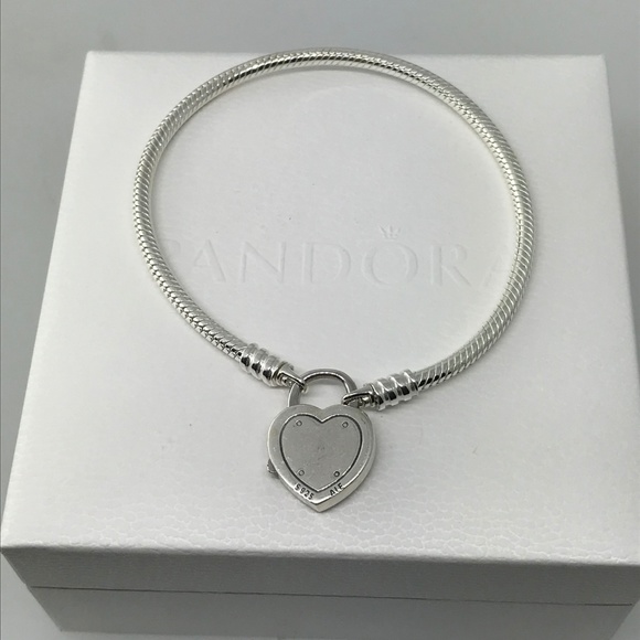 Pandora Pink Heart Padlock Clasp Snake Bracelet - Picture 4 of 4